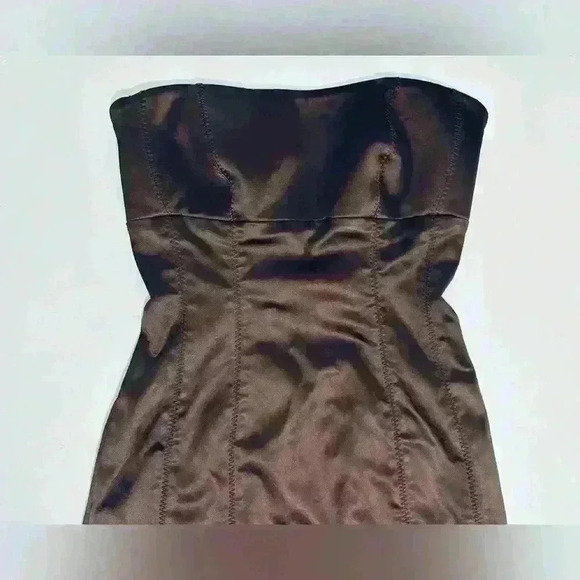 Bebe Vintage Y2K Strapless Cocktail Dress, Chocolate Brown, Size Small - Picture 3 of 16
